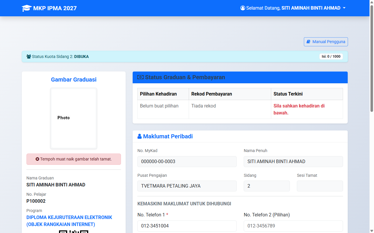 Dashboard graduan
